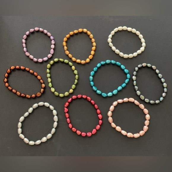 Mandarin Cultured Pearl Bracelets Set of 10 - Picture 3 of 6